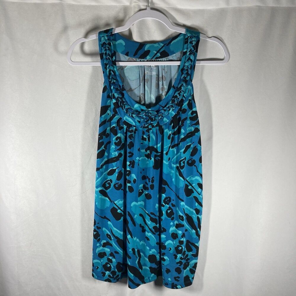 LANE BRYANT blue black braided scoop neck sleeveless top 14/16